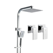 Cefito 10'' Rain Shower Head Set Handheld Square High Pressure Twins Tap Chrome by SportZone.co.nz