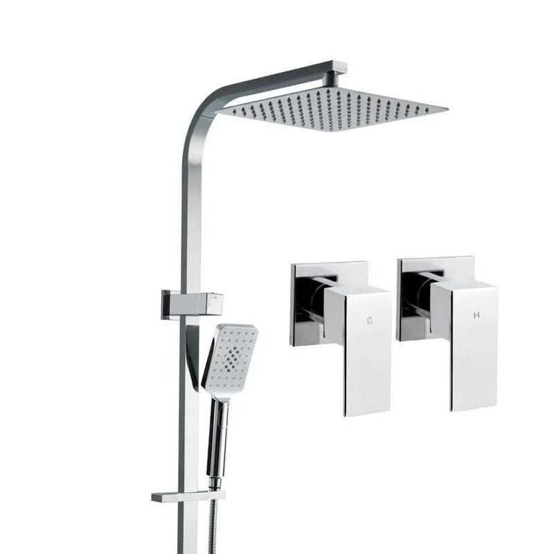 SportZone.co.nz Home & Garden > Bathroom Accessories > Shower Accessories Cefito 10'' Rain Shower Head Set Handheld Square High Pressure Twins Tap Chrome Cefito 10 Inch Rain Shower Head Set With Handheld