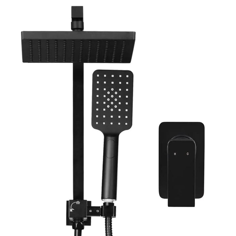 Cefito 8'' Rain Shower Head Set Handheld Square High Pressure Mixer Tap Black by SportZone.co.nz