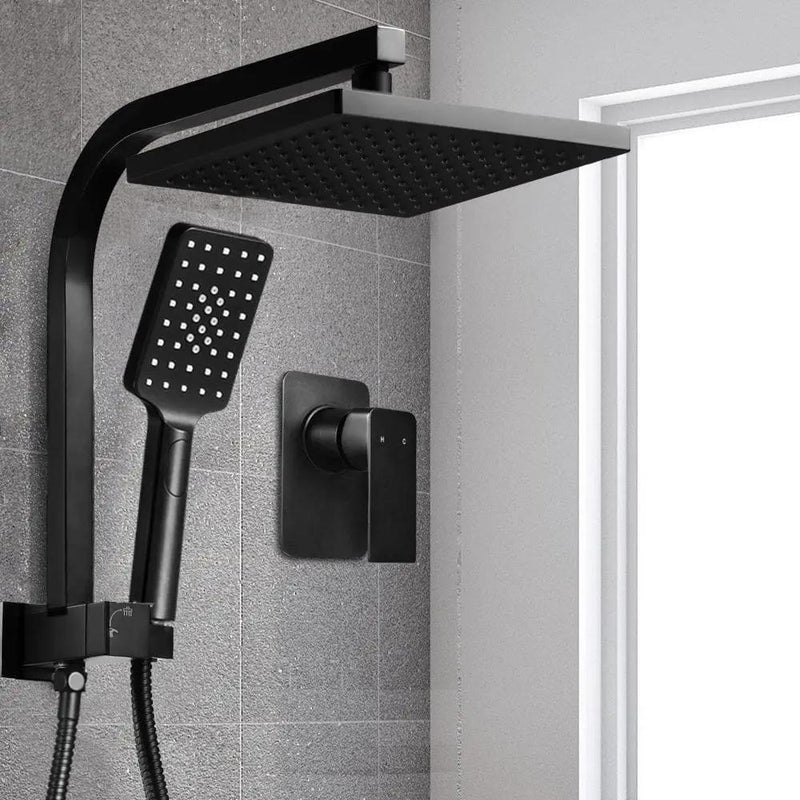 Cefito 8'' Rain Shower Head Set Handheld Square High Pressure Mixer Tap Black by SportZone.co.nz