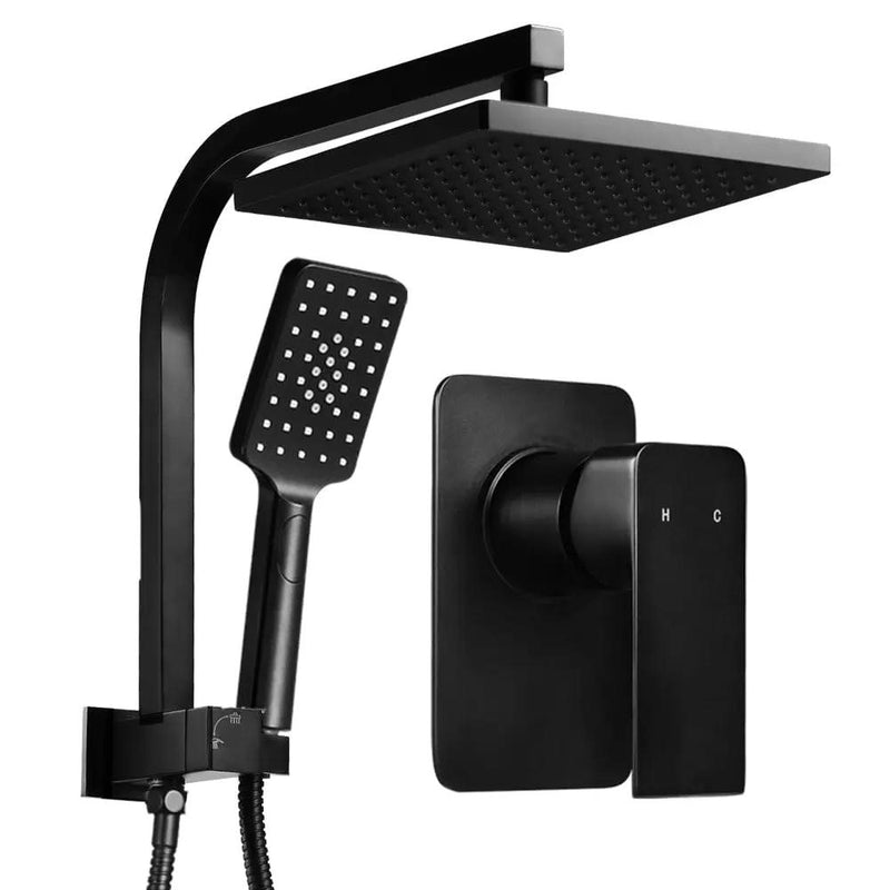 Cefito 8'' Rain Shower Head Set Handheld Square High Pressure Mixer Tap Black by SportZone.co.nz