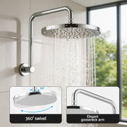 SportZone.co.nz Furniture > Bathroom > Shower Heads & Screens Cefito 9'' Rain Overhead Swivel Shower Head with Wall Bathroom Mixer Silver Cefito 9'' Rain Overhead Swivel Shower Head with Wall Bathroom Mixer Silver
