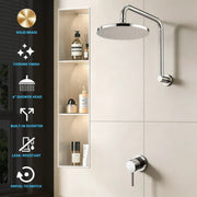 SportZone.co.nz Furniture > Bathroom > Shower Heads & Screens Cefito 9'' Rain Overhead Swivel Shower Head with Wall Bathroom Mixer Silver Cefito 9'' Rain Overhead Swivel Shower Head with Wall Bathroom Mixer Silver
