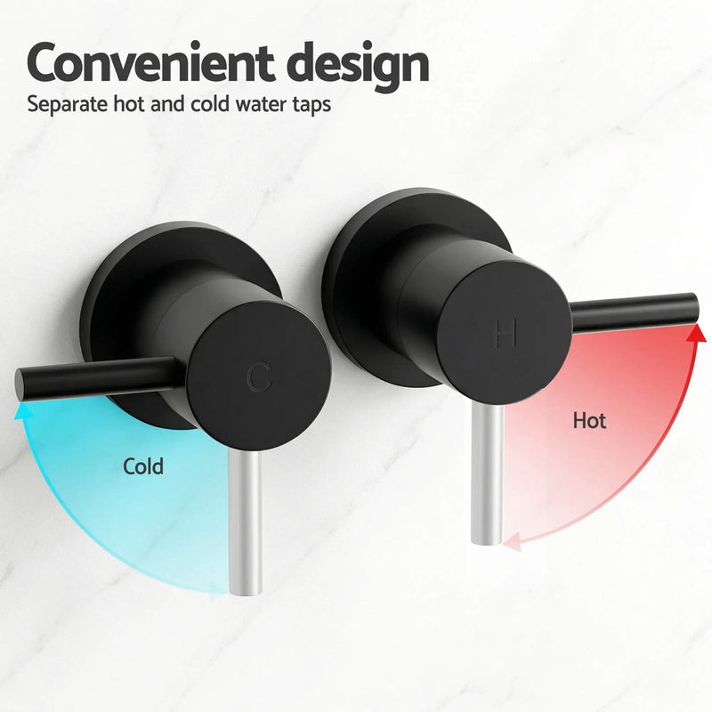 SportZone.co.nz Furniture > Bathroom > Shower Heads & Screens Cefito 9'' Rain Overhead Swivel Shower Head with Wall Twin Swivel Bathroom Tap Cefito 9'' Rain Overhead Swivel Shower Head with Wall Twin Swivel Bathroom Tap