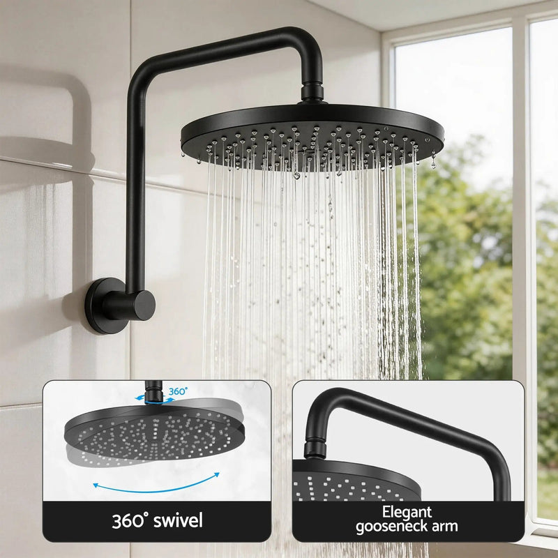 SportZone.co.nz Furniture > Bathroom > Shower Heads & Screens Cefito 9'' Rain Overhead Swivel Shower Head with Wall Twin Swivel Bathroom Tap Cefito 9'' Rain Overhead Swivel Shower Head with Wall Twin Swivel Bathroom Tap