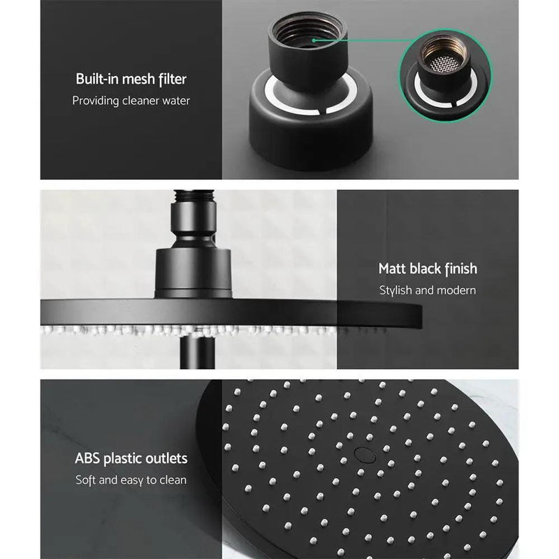 SportZone.co.nz Home & Garden > Bathroom Accessories Cefito 9'' Rain Shower Head Set Handheld Round High Pressure Black Cefito 9 Inch Rain Shower Head Set With Handheld Black