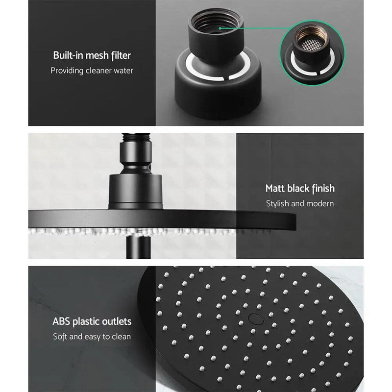 Cefito 9'' Rain Shower Head Set Handheld Round High Pressure Black by SportZone.co.nz