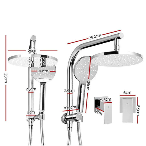 Cefito 9'' Rain Shower Head Set Handheld Round High Pressure Twins Tap Chome by SportZone.co.nz