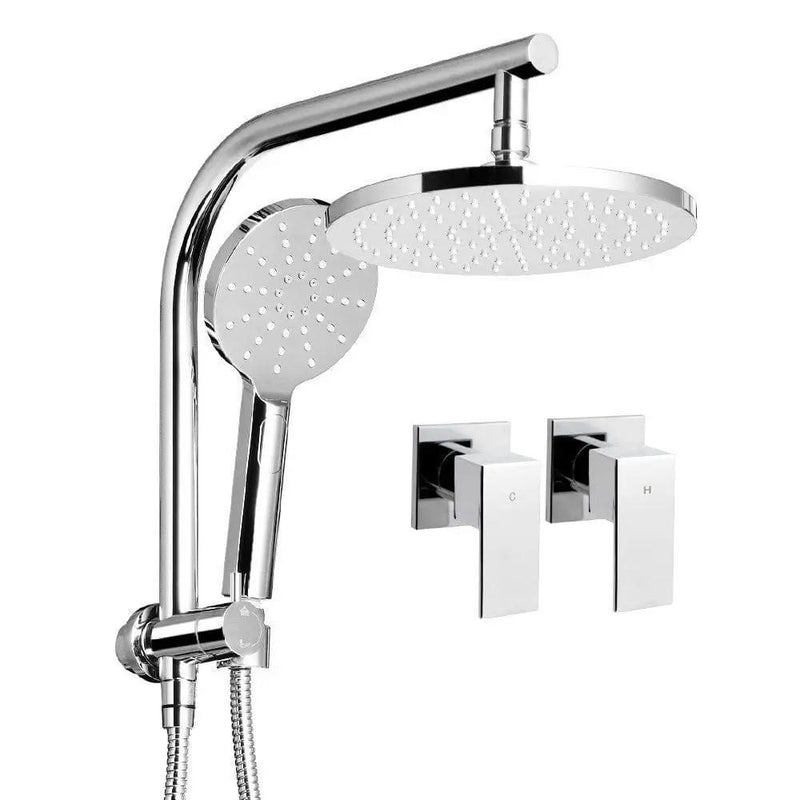 Cefito 9'' Rain Shower Head Set Handheld Round High Pressure Twins Tap Chome by SportZone.co.nz