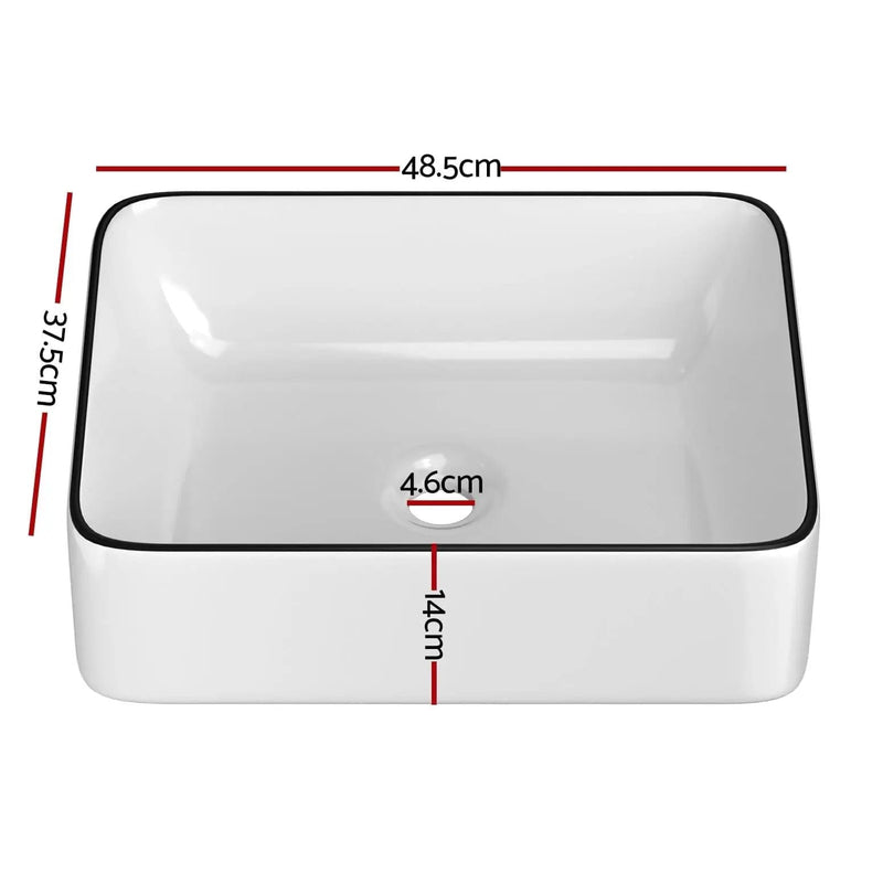 SportZone.co.nz Furniture > Bathroom > Sinks Cefito Bathroom Basin Ceramic Vanity Sink Hand Wash Bowl Above Counter 48x37cm Cefito Bathroom Basin Ceramic Vanity Sink Hand Wash Bowl Above Counter 48x37cm