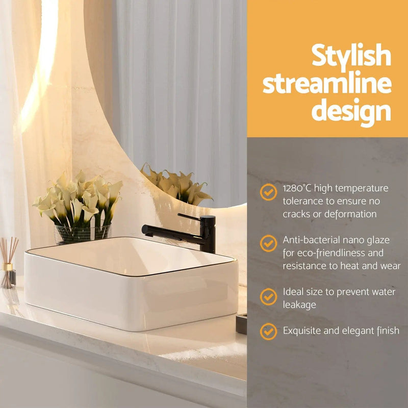 SportZone.co.nz Furniture > Bathroom > Sinks Cefito Bathroom Basin Ceramic Vanity Sink Hand Wash Bowl Above Counter 48x37cm Cefito Bathroom Basin Ceramic Vanity Sink Hand Wash Bowl Above Counter 48x37cm