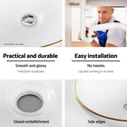 SportZone.co.nz Home & Garden > DIY Cefito Bathroom Basin Ceramic Vanity Sink Hand Wash Bowl Gold Line 41x34cm Cefito Bathroom Basin Ceramic Vanity Sink Hand Wash Bowl Gold Line 41x34cm