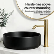 SportZone.co.nz Furniture > Bathroom > Sinks Cefito Bathroom Basin Ceramic Vanity Sink Vessel Bowl Wash Matte Black Round Countertop Cefito Bathroom Basin Ceramic Vanity Sink Vessel Bowl Wash Matte Black Round Countertop