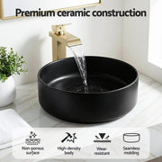 SportZone.co.nz Furniture > Bathroom > Sinks Cefito Bathroom Basin Ceramic Vanity Sink Vessel Bowl Wash Matte Black Round Countertop Cefito Bathroom Basin Ceramic Vanity Sink Vessel Bowl Wash Matte Black Round Countertop