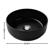 SportZone.co.nz Furniture > Bathroom > Sinks Cefito Bathroom Basin Ceramic Vanity Sink Vessel Bowl Wash Matte Black Round Countertop Cefito Bathroom Basin Ceramic Vanity Sink Vessel Bowl Wash Matte Black Round Countertop