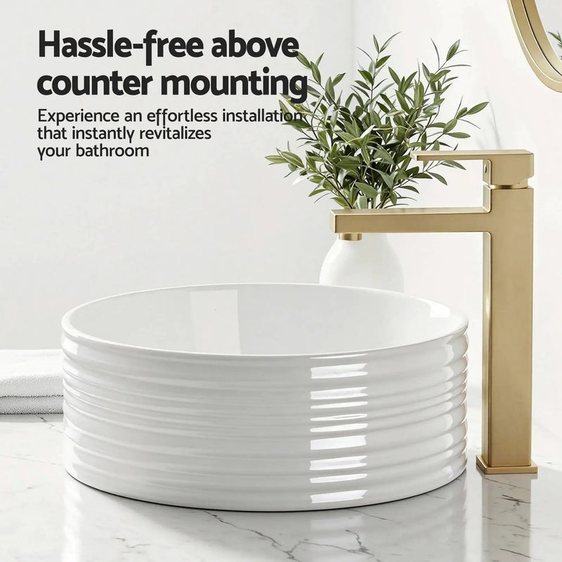SportZone.co.nz Furniture > Bathroom > Sinks Cefito Bathroom Basin Vanity Sink Vessel Ceramic White Round Countertop 36cm Cefito Bathroom Basin Vanity Sink Vessel Ceramic White Round Countertop 36cm