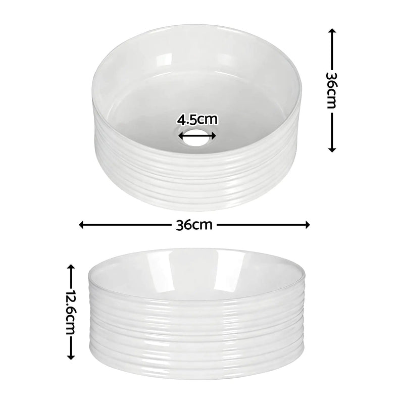 SportZone.co.nz Furniture > Bathroom > Sinks Cefito Bathroom Basin Vanity Sink Vessel Ceramic White Round Countertop 36cm Cefito Bathroom Basin Vanity Sink Vessel Ceramic White Round Countertop 36cm