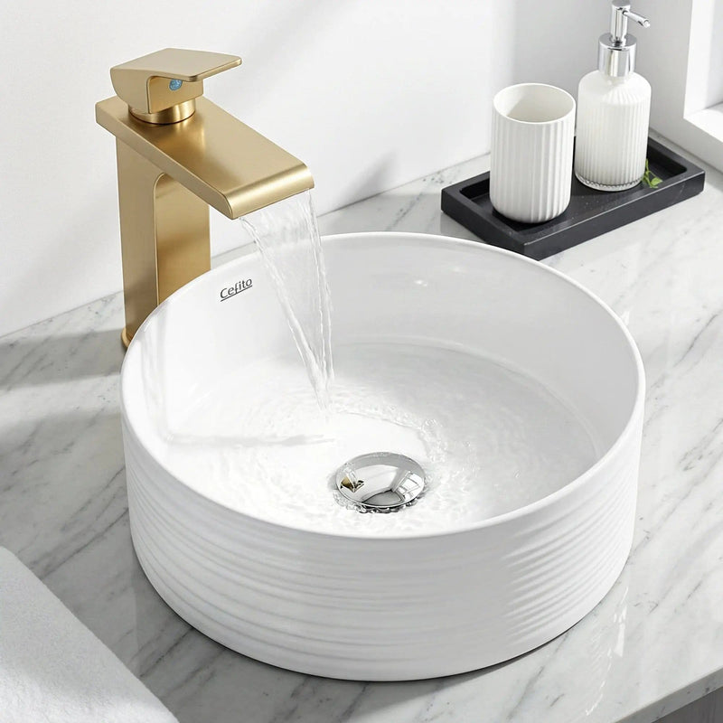 SportZone.co.nz Furniture > Bathroom > Sinks Cefito Bathroom Basin Vanity Sink Vessel Ceramic White Round Countertop 36cm Cefito Bathroom Basin Vanity Sink Vessel Ceramic White Round Countertop 36cm
