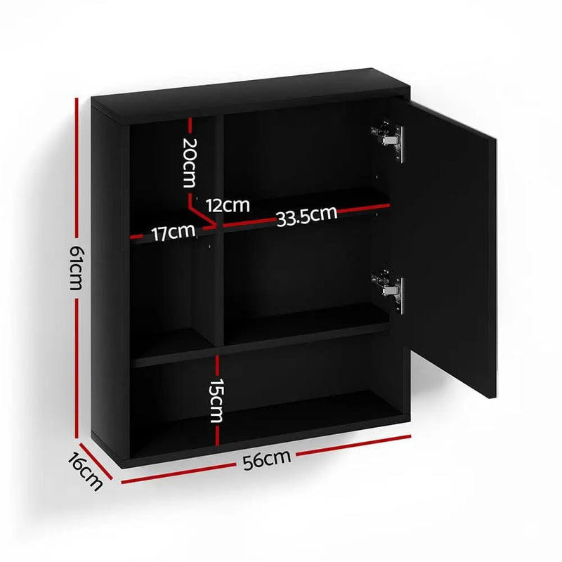 SportZone.co.nz Furniture > Bathroom > Bathroom Cabinets, Cupboards & Storage Cefito Bathroom Mirror Cabinet Mirrored Medicine Adjustable Shelf Wall Mounted 560mm Black Cefito Bathroom Mirror Cabinet Mirrored Medicine Adjustable Shelf Wall Mounted 560mm Black