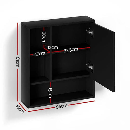 SportZone.co.nz Furniture > Bathroom > Bathroom Cabinets, Cupboards & Storage Cefito Bathroom Mirror Cabinet Mirrored Medicine Adjustable Shelf Wall Mounted 560mm Black Cefito Bathroom Mirror Cabinet Mirrored Medicine Adjustable Shelf Wall Mounted 560mm Black