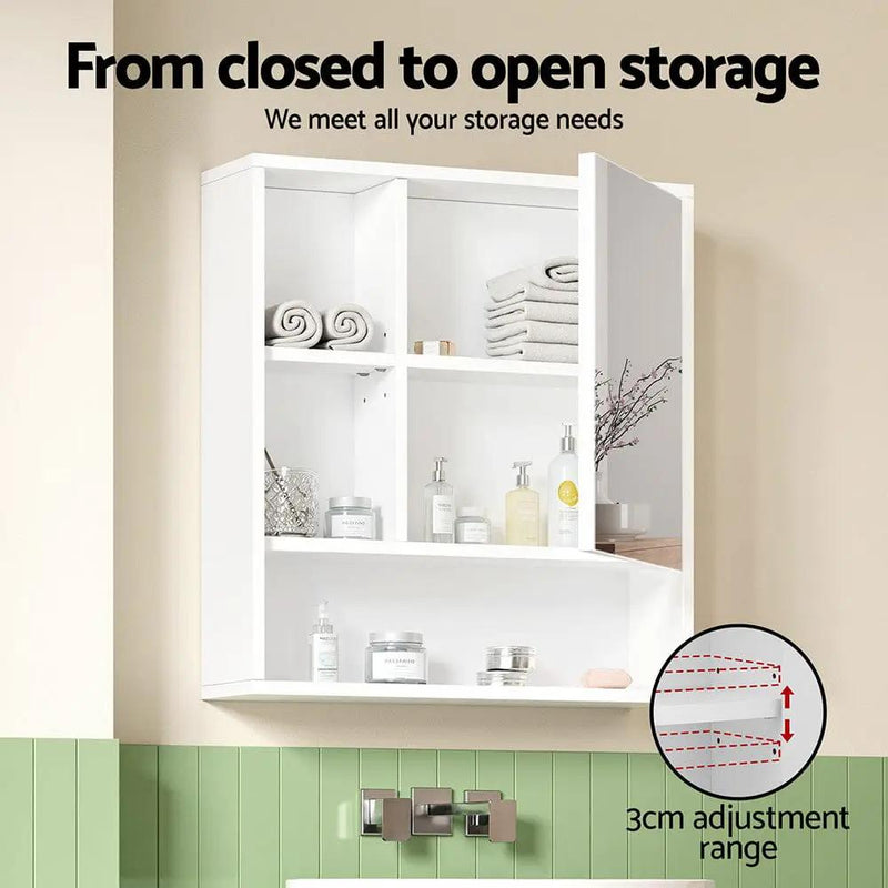 SportZone.co.nz Furniture > Bathroom > Bathroom Cabinets, Cupboards & Storage Cefito Bathroom Mirror Cabinet Mirrored Medicine Adjustable Shelf Wall Mounted 560mm White Cefito Bathroom Mirror Cabinet Mirrored Medicine Adjustable Shelf Wall Mounted 560mm White