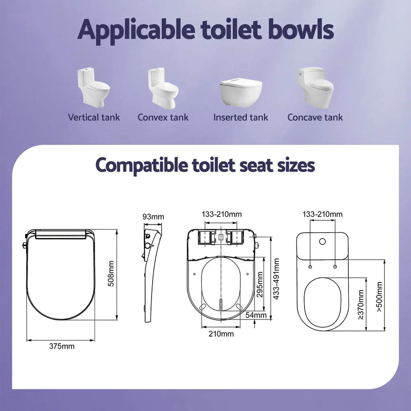 SportZone.co.nz Furniture > Bathroom > Bidets Cefito Electric Bidet Toilet Seat Washing Without Power Heated D-Shape Air Dryer Cefito Electric Bidet Toilet Seat Washing Without Power Heated D-Shape Air Dryer
