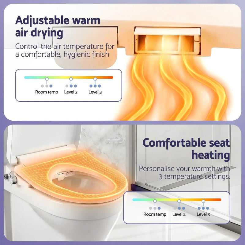 SportZone.co.nz Furniture > Bathroom > Bidets Cefito Electric Bidet Toilet Seat Washing Without Power Heated D-Shape Air Dryer Cefito Electric Bidet Toilet Seat Washing Without Power Heated D-Shape Air Dryer