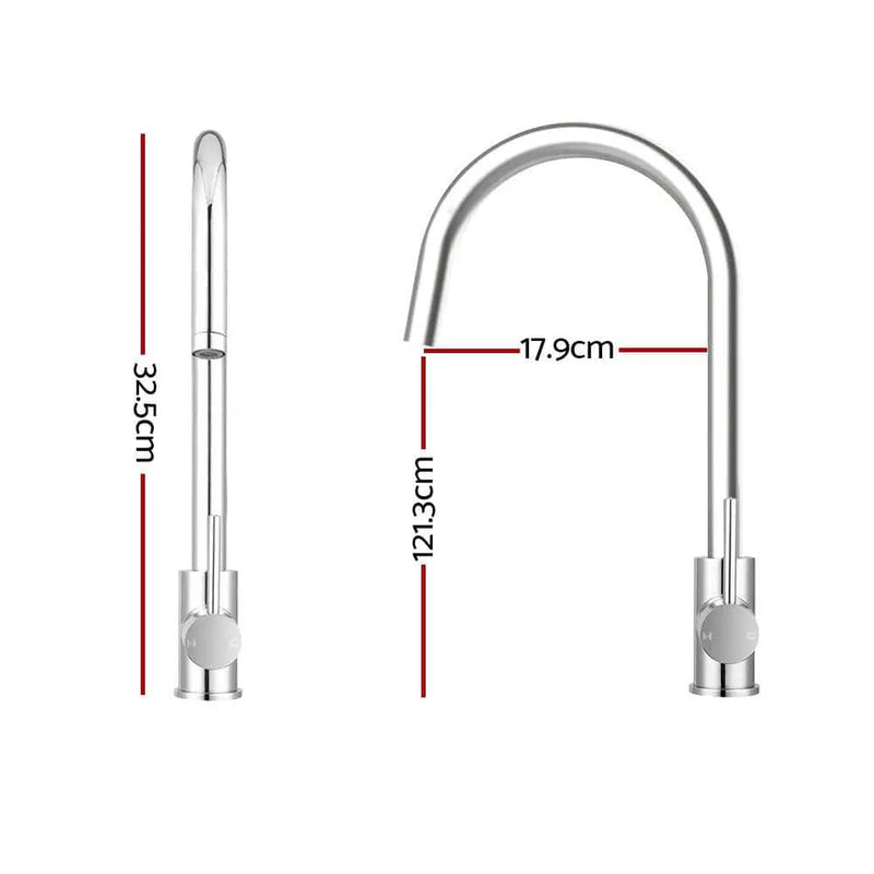 Cefito Kitchen Mixer Tap Mixer Round Sink Faucet Basin Laundry Chrome by SportZone.co.nz