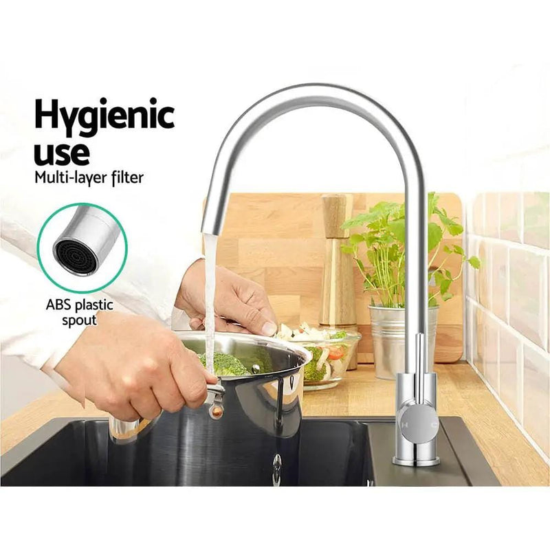 Cefito Kitchen Mixer Tap Mixer Round Sink Faucet Basin Laundry Chrome by SportZone.co.nz