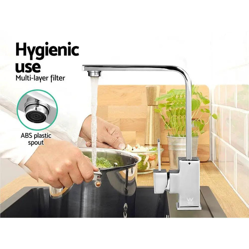 SportZone.co.nz Home & Garden > DIY Cefito Kitchen Mixer Tap Mixer Square Sink Faucet Basin Laundry Chrome Cefito Kitchen Mixer Tap Mixer Square Sink Faucet Basin Laundry Chrome