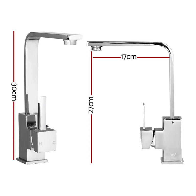 Cefito Kitchen Mixer Tap Mixer Square Sink Faucet Basin Laundry Chrome by SportZone.co.nz