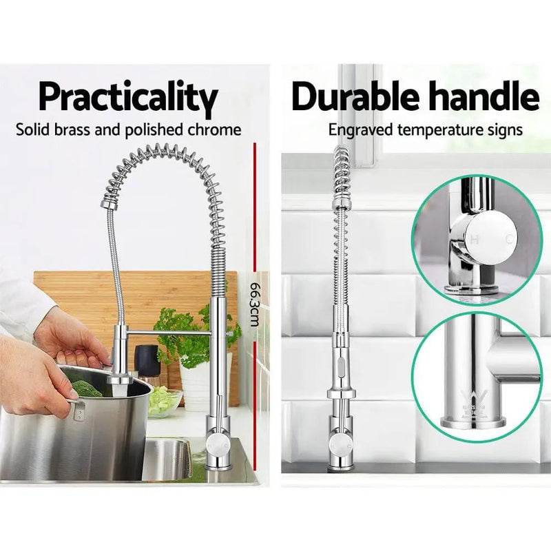 SportZone.co.nz Furniture > Bathroom > Tap & Sink Accessories Cefito Kitchen Mixer Tap Pull Down 2 Modes Sink Faucet Basin Laundry Chrome Cefito Chrome Pull Down Kitchen Tap 2 Modes Spray