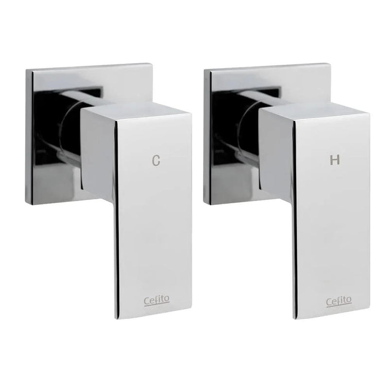 Cefito Shower Twins Tap Wall Bath Taps Brass Hot Cold Basin Bathroom Chrome by SportZone.co.nz