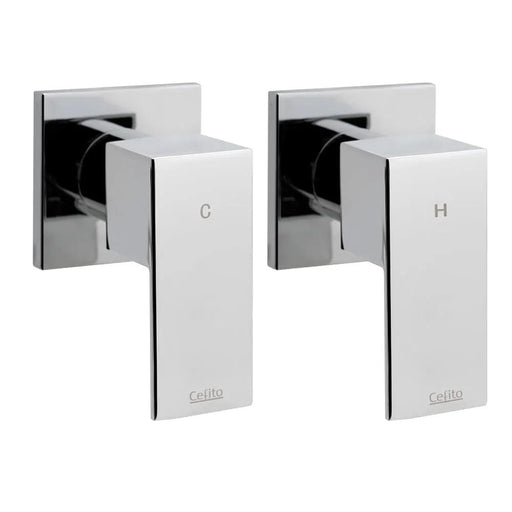 Cefito Shower Twins Tap Wall Bath Taps Brass Hot Cold Basin Bathroom Chrome by SportZone.co.nz