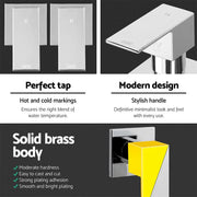 Cefito Shower Twins Tap Wall Bath Taps Brass Hot Cold Basin Bathroom Chrome by SportZone.co.nz