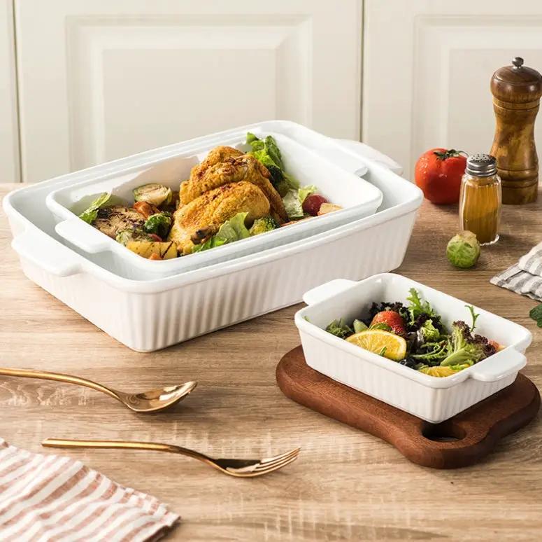 g8buynz Set of 3 Black Porcelain Baking Dishes Rectangular Bakeware Set Set of 3 Black Porcelain Baking Dishes Rectangular Bakeware Set