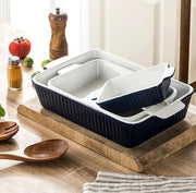 g8buynz Set of 3 Black Porcelain Baking Dishes Rectangular Bakeware Set Set of 3 Black Porcelain Baking Dishes Rectangular Bakeware Set