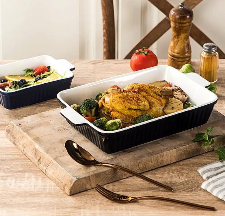 g8buynz Set of 3 Black Porcelain Baking Dishes Rectangular Bakeware Set Set of 3 Black Porcelain Baking Dishes Rectangular Bakeware Set