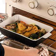 g8buynz Set of 3 Black Porcelain Baking Dishes Rectangular Bakeware Set Set of 3 Black Porcelain Baking Dishes Rectangular Bakeware Set