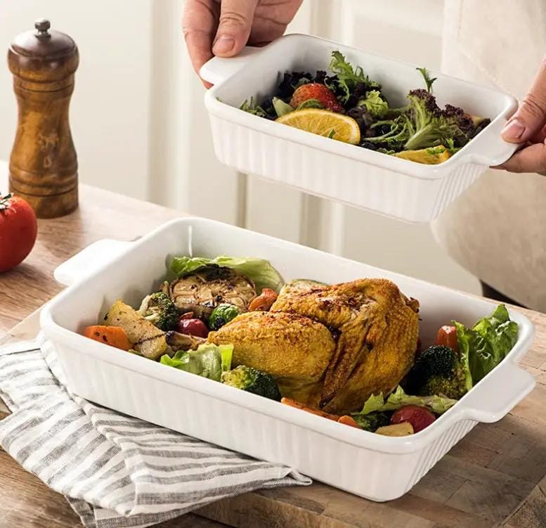g8buynz Set of 3 White Porcelain Baking Dishes Rectangular Bakeware Set Set of 3 White Porcelain Baking Dishes Rectangular Bakeware Set