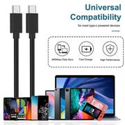 Type C to Type C (1m) Charger Cable For Samsung Devices (Black) by 9eight5