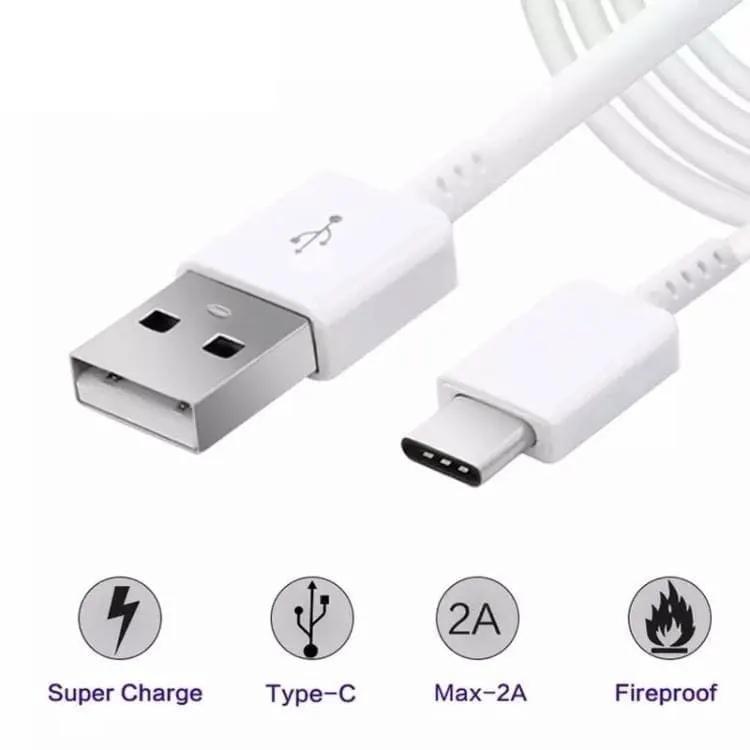 Charger Cable for Samsung Phones & Tablets - USB to Type C (1.2m) (White) by 9eight5