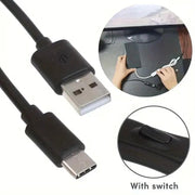 9eight5 Phone/Tablet Accessories Charger Cable With Switch (USB to Type C) - 1m (Black) Charger Cable With Switch (USB to Type C) - 1m (Black)