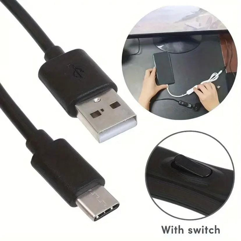 9eight5 Phone/Tablet Accessories Charger Cable With Switch (USB to Type C) - 1m (Black) Charger Cable With Switch (USB to Type C) - 1m (Black)