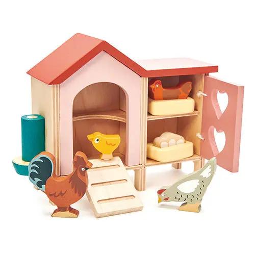 Wooden Chicken Coop Set - Tender Leaf Toys | Doll House Accessory NZ by Curious Moonbeam
