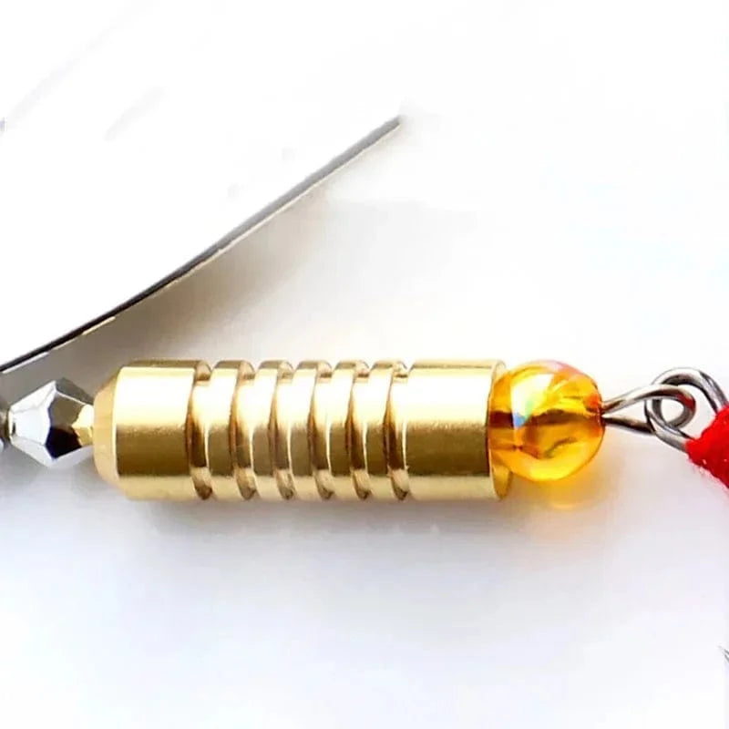 China Action Fishing Nets 1 Pcs Metal Sliver Rotating Sequins Spoon Lure 7g/10g Spinner Fishing Hard Bait with Feather Treble Hook Fishing Accessories