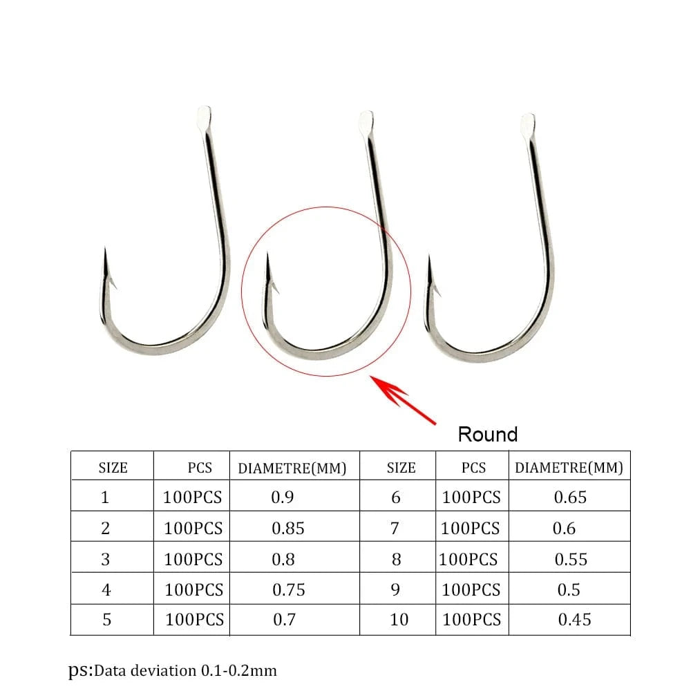 China Action Fishing Nets 100PC/Lot 421N High Carbon Steel Bronze Fishing Hooks 1#-10# Flatted Round Carp Fishing Accessories Jig Head With Barbed Pesca