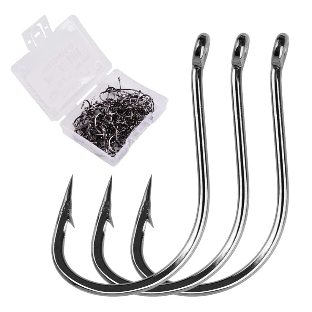 China Action Fishing Nets 100PCS/Box Fishing Hook Jig Head Fishing Hooks Freshwater Fishhook  Carpfishing Pond Carpe Fish Tackle Accessories