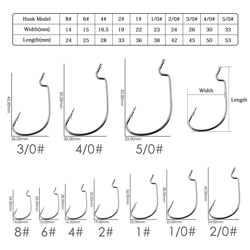 China Action Fishing Nets 10pcs/ Box Fishing hook Offset 8# - 5/0# crank hook for soft worm bait fishhook crankbait fishing tackle accessories pesca hooks