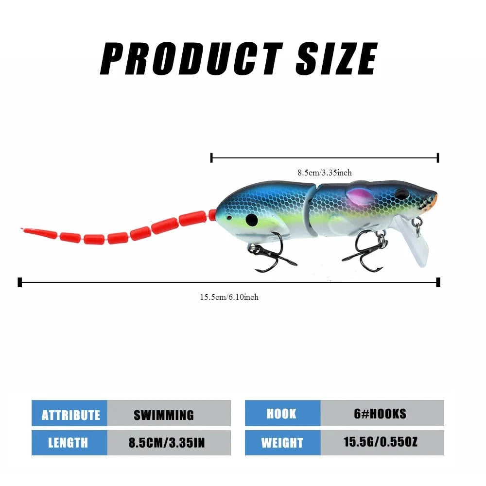 China Action Fishing Nets 15.5CM Mouse Lure Artificial Plastic Mouse Fishing Lure Swimbait Rat Pike Bass Minnow Floatingbaits Fishing Tackle Accessories